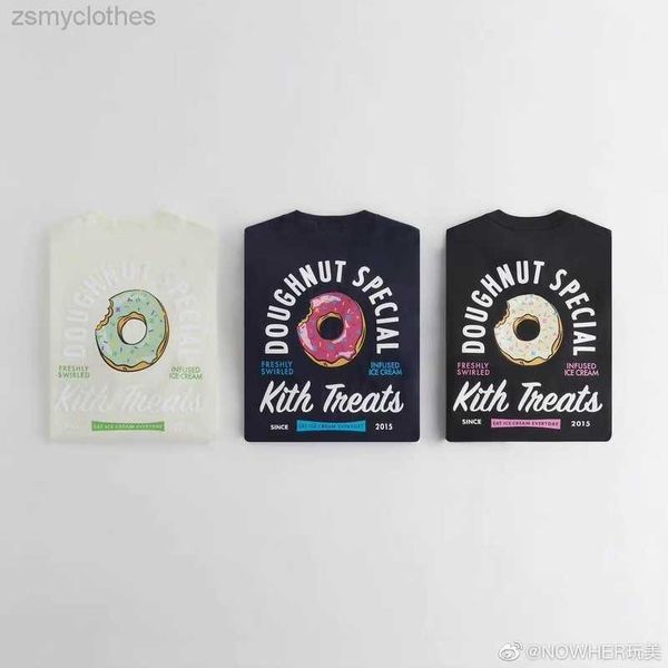 Homens camisetas Boa qualidade 2022ss Kith trata camisas de moda homens vintage donut kith mulheres camiseta estilo de verão tee roupas masculinas