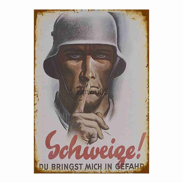 Metallmalerei Wwii Keep QuietVintage deutsches Poster Metallschilder Wandhöhle Blechschild Poster Zuhause Bar Garage Café Metallschild Geschenk 20,3 x 30,5 cm x0829