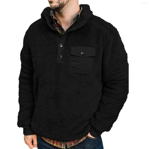 Herren-T-Shirts, Swat-Shirt, Winter-Fleece-Pullover, Sweatshirt, Jacken, Knopfkragen, warmer Pullover, Mantel, modisch, weich, Neonfarben