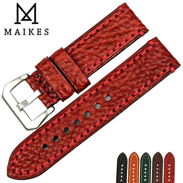 Assista Bandas Maikes moda relógio acessórios 20 22 24 26mm pulseiras de couro italiano pulseira de relógio vermelho para pulseira de relógio 230828