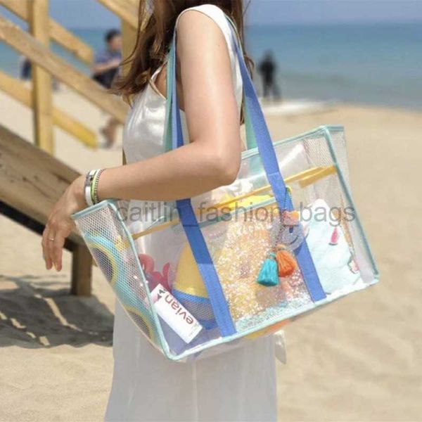 Umhängetaschen Ins Korean Beach Bag Transparent Water of Travel Bag große Kapazität Mutter Schwimmbag Einkaufstasche tragbare Aufbewahrungstasche Caitlin_fashion_bags