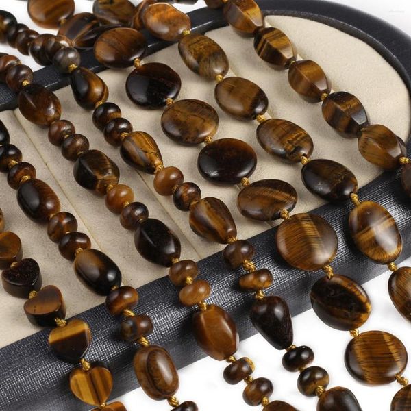 Catene di varie forme perline di pietra naturale di occhio di tigre tondo cabochon a tubo per uomini e donne regalo di gioielli per feste di nozze vintage