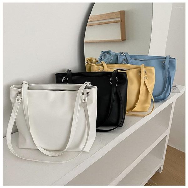 Sacos de noite Shopper Bolsa de Couro Tote Diário Branco Preto Grande Embreagem Largo Ombro Balde Grande Mulheres 2023 Tendência Bolsas com Zipper