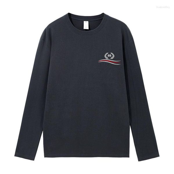 Erkek Tişörtleri Marka Tasarımı Ağır Base Gömlek 230GSM Pamuk Uzun Kollu Gevşek Vintage Sonbahar Kış Kalın Tişört Sıcak Yuvarlak Boyun Sweatshirt