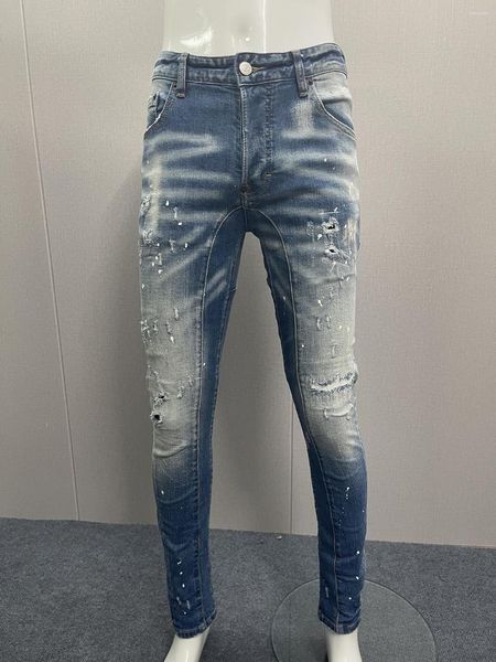 Jeans da uomo 2023 Toppa con foro alla moda con micro elastico utilizzato per gli uomini