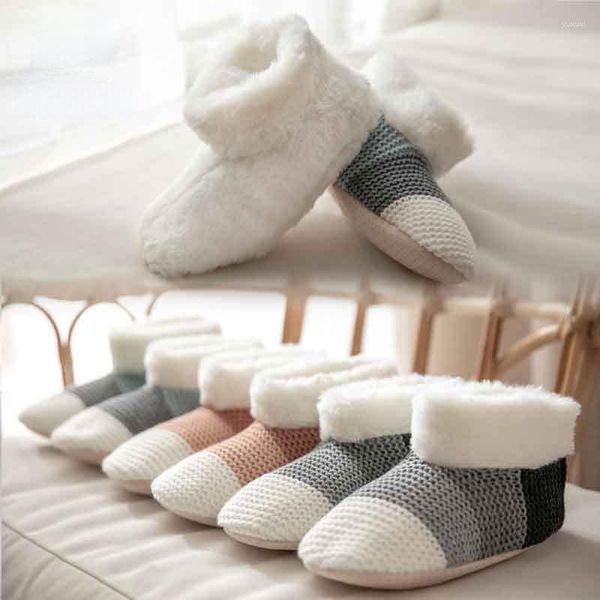 Chinelos Casa Fluffy Slipper Sock Womens Winter Furry Contton Quente Pelúcia Anti Skid Grip Sole Indoor Home Feminino Fuzzy Sapatos Senhoras
