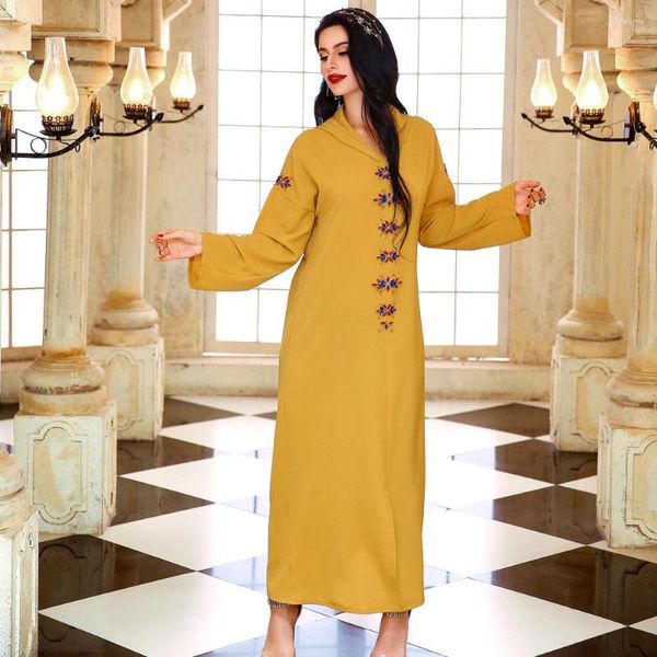 Abbigliamento etnico Abaya Donne musulmane Maxi veste con cappuccio Arabo Jilbab Ramadan per diamanti Caftano Turco Bangladesh Moda casual per feste