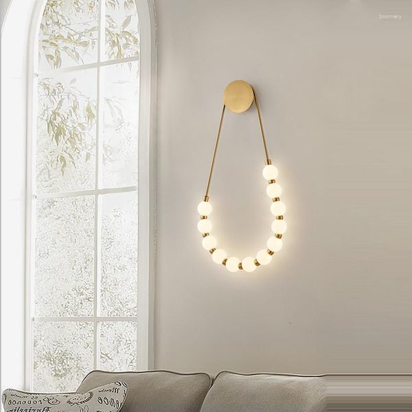 Wandleuchte Art Deco LED Glas Halskette Schwarz Gold Licht Wandleuchte Dekor Arandela Externa für Schlafzimmer Flur