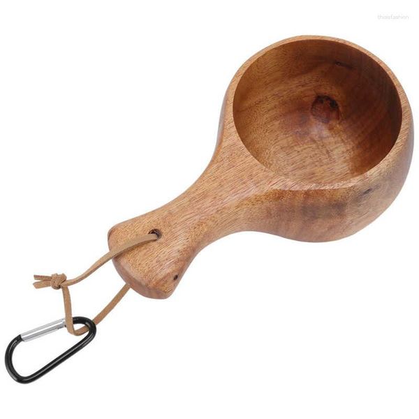 Tazze Tazza in legno in stile nordico Tazza da campo in legno fatta a mano per l'escursionismo in campeggio a casa