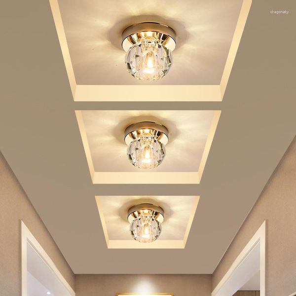 Luzes de teto cristal led corredor moderno lâmpadas ouro varanda luminárias sala estar corredor corredor para baixo