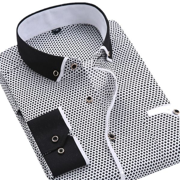 Vestido masculino camisas floral botão para baixo camisa masculina marca 2023 masculino de alta qualidade manga longa casual magro ajuste homem preto roupas 230828