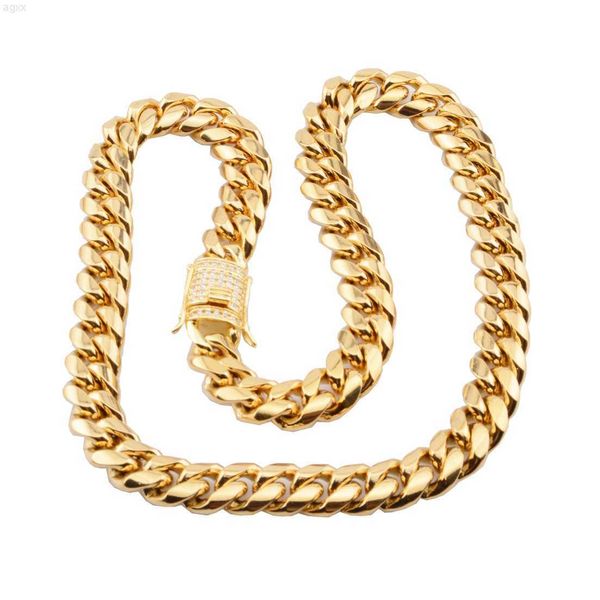 Großhandel Custom Hip Hop Diamant Schnalle Edelstahl Herren Schwere 18k Gold gefüllt Miami Cuban Link Kette/