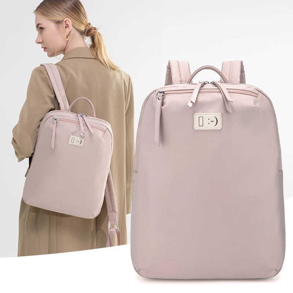 Рюкзак для ноутбука для женщин Business Travel Back Outdoor Notebbook рюкзаки 14 дюймов Большой тонкий водонепроницаемый компьютер задний пакет розовый HKD230828