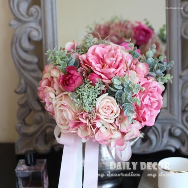 Fiori decorativi Alta simulazione Fiore succulento artificiale Bouquet da sposa Foresta Festa Sposa con ballo di nozze