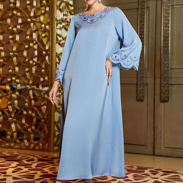 Roupas étnicas 2023 Última ocasião sob medida Dubai Vestidos Luxo Árabe Saudita Plus Size Abaya Manga Longa Macia Solta Robe Noite Festa
