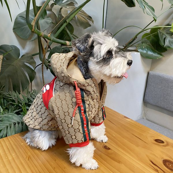Cão de estimação casaco com capuz jaqueta outono inverno schnauzer teddy tremendo poodle impresso moletom pet filhote de cachorro gato roupas outerwear