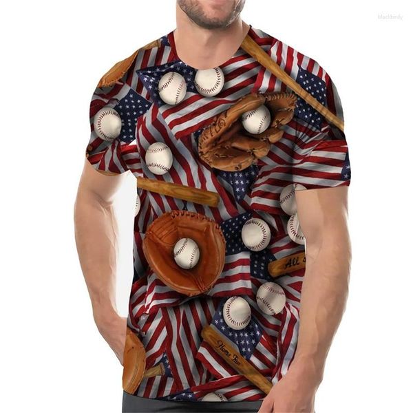 Мужские рубашки модные бейсбол 3D Печать Летние тенденции Уличная одежда.
