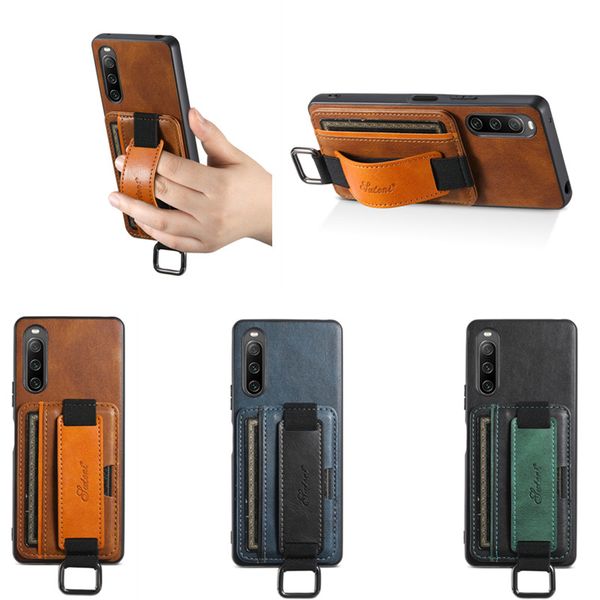 Custodia per portafoglio con fibbia ad anello in metallo per Sony Xperia 1 IV Xperia 5 Xperia10 IV Xperia 10 V Custodia in pelle con design da polso