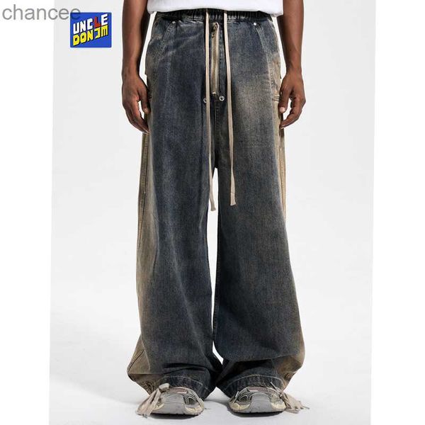 Jeans larghi con cerniera lampo in denim vintage con lavaggio sfumato Jeans da uomo Hip Hop Y2k Dropshipping HKD230829