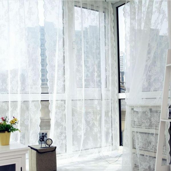 Cortina ampla aplicação cortinas de tule fácil e funcional janela sheer quarto luz filtragem branco 145cm 260cm6