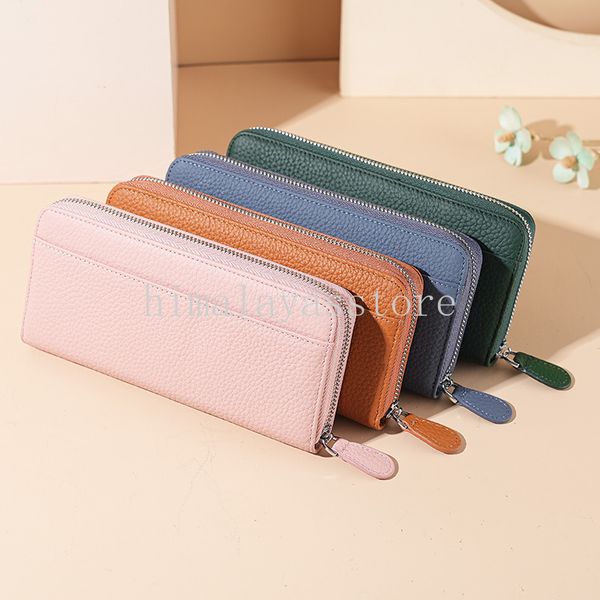 Japanische echtes Leder Damen Geldbörse lange Multi-Karte große Kapazität Wechseltasche Mode Reißverschluss Geldbörse Frauen Handtasche Clutch Bag