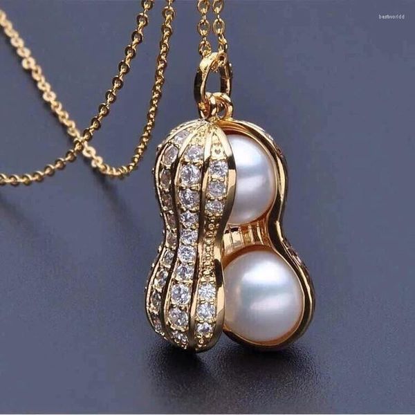 Anhänger Halsketten Frauen Süßwasser Perle Halskette Erdnuss Kreative Koreanische Schlüsselbein Kette Gold Farbe Luxus Party Schmuck Geschenk