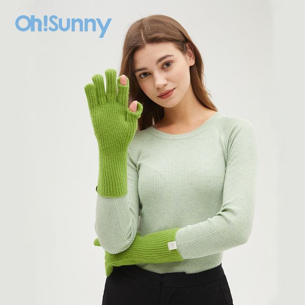 Mittens Ohsunny Luvas de Inverno Quentes Malha Sem Dedos Ao Ar Livre À Prova de Vento Tela de Toque Design de Abertura Condução Ciclismo 230828