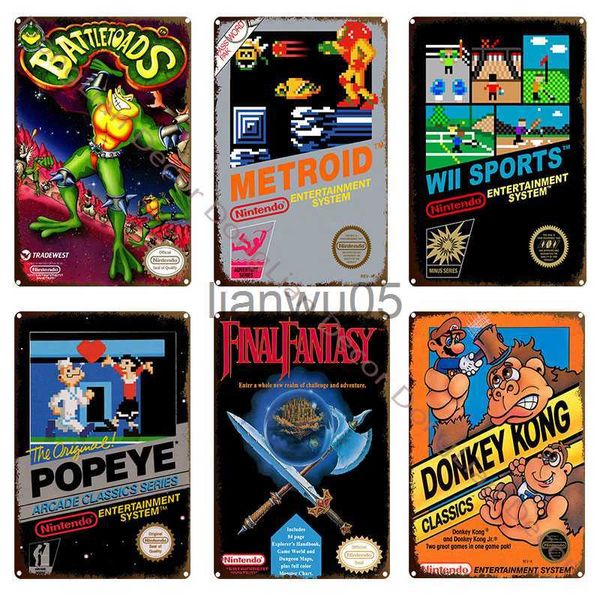 Pittura in metallo Retro Attenzione Giochi Solo Poster in metallo Targa in metallo Vintage Gamer Room Decor Targa Gioco personalizzato Adesivi murali Man Cave Decor x0829