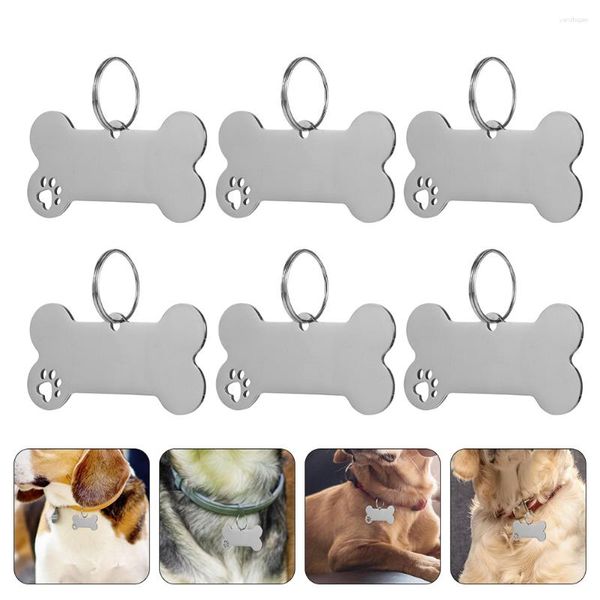 Hundehalsbänder, 6 Stück, Hunde-Anti-Verlust-Namensschilder, Anhänger, graviertes Halsband, Welpen-Haustier-ID zum Aufhängen