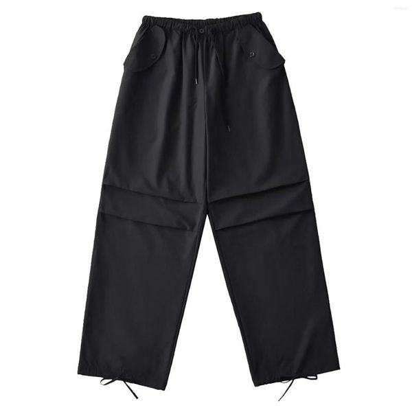 Calças masculinas soltas verão carga estilo casual cintura elástica cor sólida bolso alto 4xl treino mulheres calça