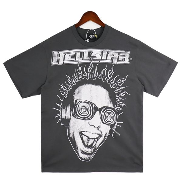 High Street Vintage Wash Hellstar T-Shirt Erkek Kadın Tasarımcı T-Shirts Stilist Üstler Erkekler Rahat S Hip Hop Büyük Boy Street Giyim Tişört