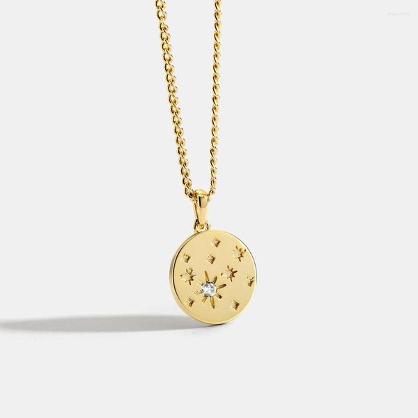 Цепочки Европы и США диск Disk Alist Star Colence Pendant 14k Gold Retro Meteor Женская простая индивидуальная мода