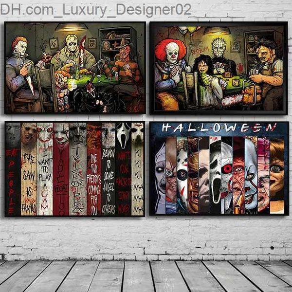 Ужасы Хэллоуин Персонажи фильма играют на карточке Майкл Майерс Плакат и печатная стена искусство картинка картинка Клуб Клуб Дом Декор Q230830