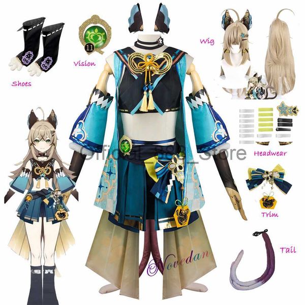 Jogo Genshin Impact Kirara Cosplay Traje Peruca Orelhas de Gato Cauda Sapatos Acessórios Conjunto Completo Anime Traje de Halloween para Mulheres XXXL X0830