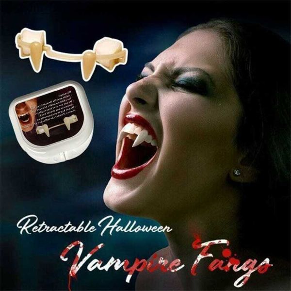 Neue Halloween Cosplay Einziehbare Vampirzähne Zahnersatz Zombie Zähne Kleine Tiger Zähne Vampirzähne Horror Blutige Party Requisiten Q230830