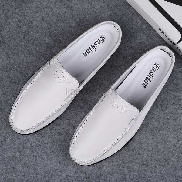 Elbise ayakkabılar gerçek leathe erkekler yarı terlik klasik nefes alabilen İtalyan Muller ayakkabı loafers erkekler el yapımı rahat ayakkabılar erkek daireler tembel ayakkabı