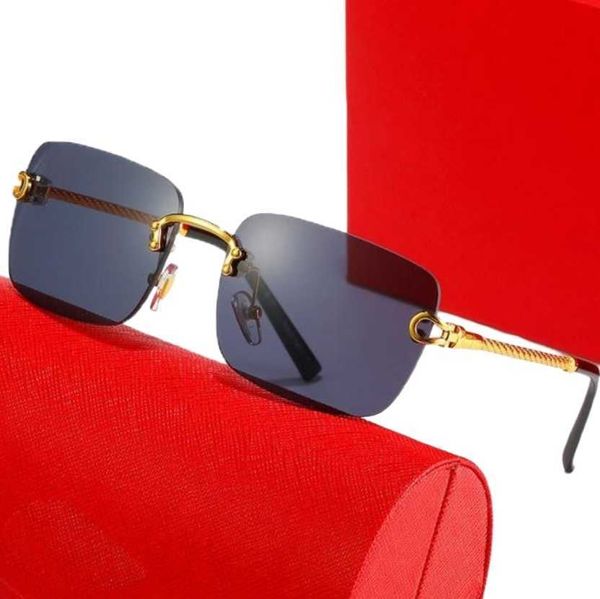 Luxuriöse Herren-Designer-Sonnenbrille, Damen-Designer-Brille, modische Brille, großer quadratischer Goldrahmen, Strand-Show-Quadrat-Sonnenbrille mit Box, Brille, Fahrbrille