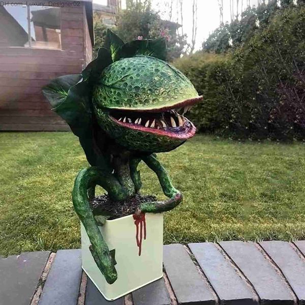 Garten Fleischfressende Pflanze Statue Harz Skulptur Wunderliche Halloween Dekoration Desktop Ornament Hof Handwerk Landschaftsbau Für Zuhause Q230831