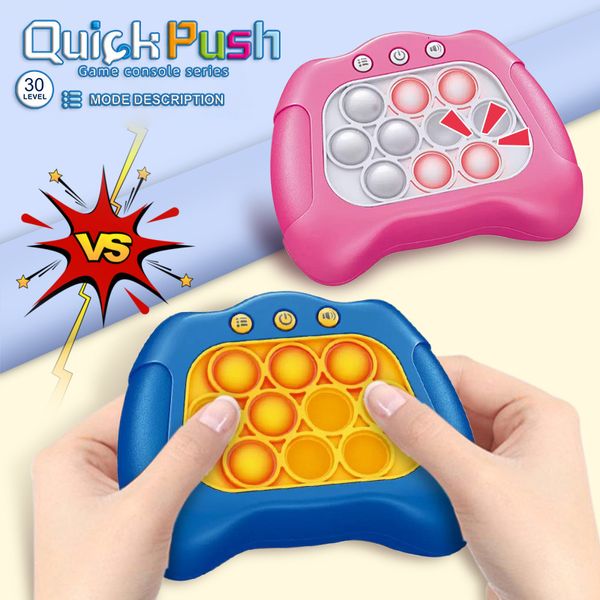 Декомпрессионная игрушка оригинальная игра Quick Push Pop Up up Up Fidget Bubble Electronic Pop Game Light Anti-Stress Toys For Word Kids Gift с коробкой 230829