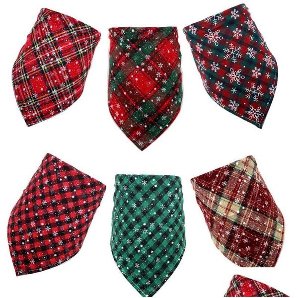 Köpek Giyim 1 PCS Noel Bandana Pet Supplies Köpekler Evcil Hayvanlar Bandanas Eşarp Küçük Önlükler Pamuklu Köpek Aksesuarları Dükkanı Damla Teslimat Ev Dhwkr