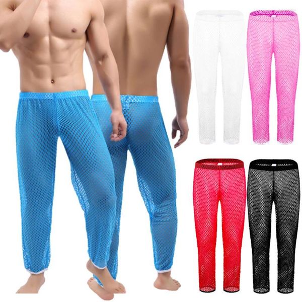 Indumenti da notte da uomo Pantaloni da pigiama a rete trasparenti sexy da uomo Pantaloni casual in rete trasparenti Pantaloni Leggings morbidi e trasparenti