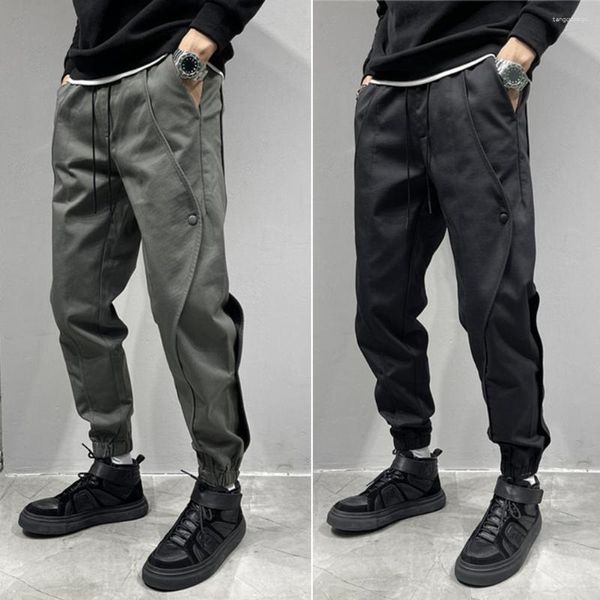 Pantaloni da uomo Autunno Uomo Tasche cargo Coulisse Tinta unita Caviglia stile giovane Caldo Hip Hop Elastico in vita Autunno per la casa