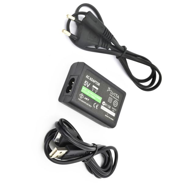 Adaptador de fonte de alimentação CA carregador de parede com cabo de carregamento USB para Sony PlayStation PSVITA PS Vita PSV 1000 Plugue UE / EUA