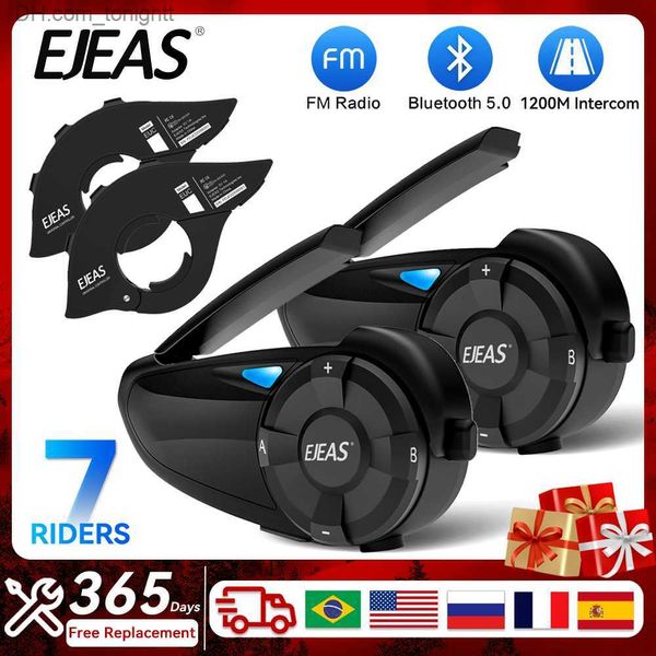 EJEAS Q7 Motocicleta Intercom Quick7 Guiador Controle Remoto Bluetooth5.1 Capacete Headset 7 Pilotos Interfone Sem Fio À Prova D 'Água Q230830