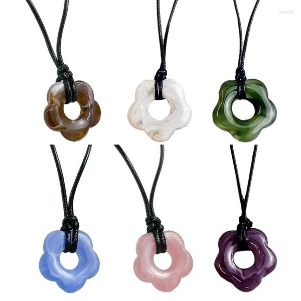 Colares de pingente simples padrão resina flor colar clavícula corrente gargantilha neckchain jóias