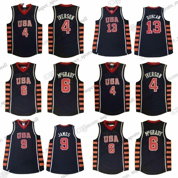 Maglie da basket retrò personalizzate XS-6XL 2004 James Duncan McGrady Iverson Qualsiasi nome Qualsiasi numero maglia cucita