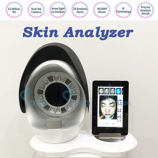 Analisador de pele profissional, sistema de diagnóstico de pele, máquina digital de análise facial 3D para salão de beleza