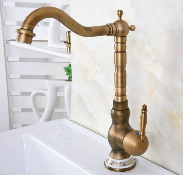 Rubinetti da cucina Rubinetto retrò in ottone antico Miscelatore per lavabo da piano Miscelatore per lavabo da bagno Rubinetti girevoli con foro monocomando Lnf611