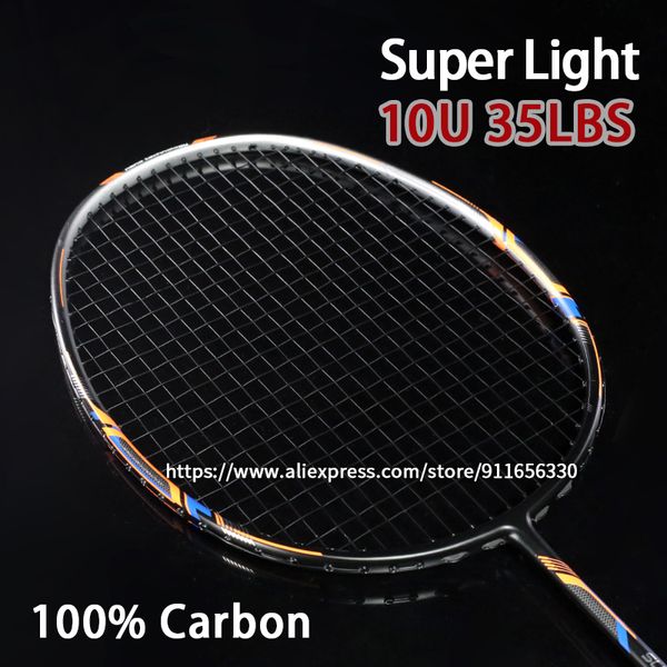 Badminton Raketleri 1 PCS Süper Light 10U 100 Karbon Fiber G5 13kg Profesyonel Eğitim Raket Çantalarla Strung Yetişkinler için Sports 230829