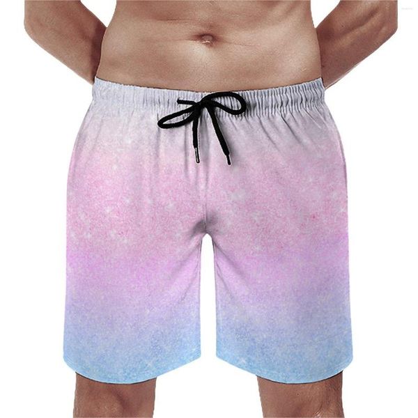 Pantaloncini da uomo Elegante Board Summer Pink Silver Print Pantaloni corti casual Running Surf Comodo costume da spiaggia